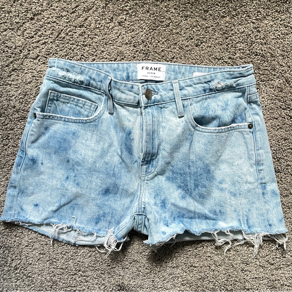 FRAME Le Grand Garcon High Waist Cutoff Denim Shorts